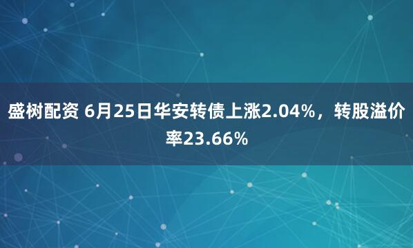 盛树配资 6月25日华安转债上涨2.04%，转股溢价率23.66%