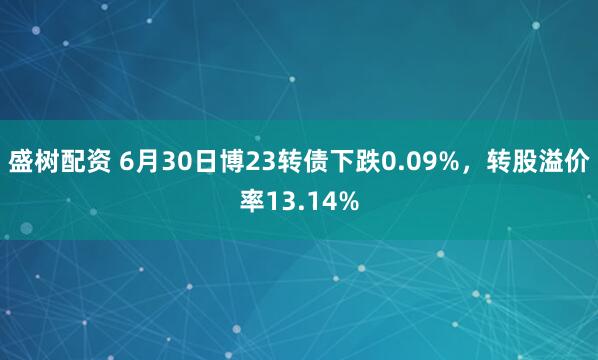 盛树配资 6月30日博23转债下跌0.09%，转股溢价率13.14%